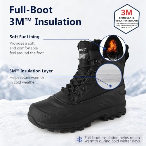 riemot Men's Waterproof Snow Boots,3M Insulated, Ice-Grip Traction US9-14