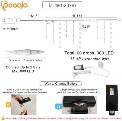 Pooqla 35 Colors Icicle Lights for Outside, 48FT Icicle Christmas Lights