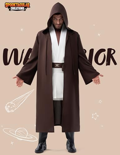 Spooktacular Creations Halloween Mens Tunic Hooded Cloak, Knight Costume Men, Tunic Hooded Robe with Pants for Halloween