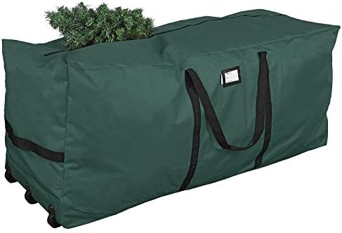 Rolling Tree Storage Bag, Fits Up to 9 ft. Disassembled Holiday Tree, 28" Height X 16" Wide X 60" Long, Extra Large Heavy Duty Storage Container with Wheels and Handles (Green)