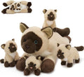 MorisMos Siamese Cat Stuffed Animal, 19" Large Mama Cat with 4 Baby Kittens