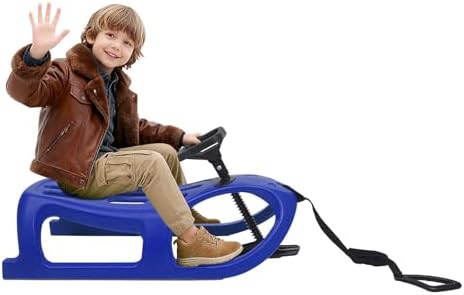 Winter Snow Sled for Kids, 220lb Load Capacity Sleigh with Footrest and Easy-Grip Rope, Lightweight 8.8lbs Durable PE Plastic Toboggan for Outdoor Snow Play, Parent-Child Sledding Adventure