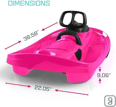 Snow Sled for Kids, Adults - Toboggan Sled, Easy Turning Steering Wheel, Anti-Slip Seat, Pull Up Brake, Durable Plastic Sled, Lightweight, Snow Sleds, Age 3+ 260 lbs