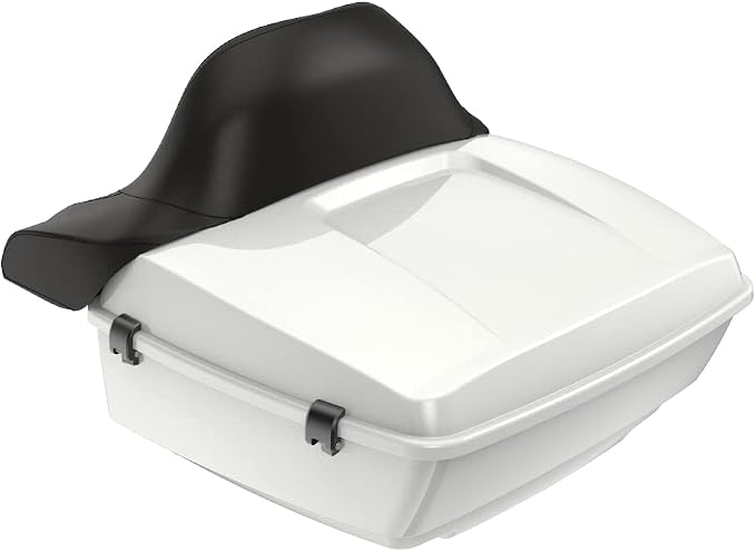 Advanblack Road Glide Tour Trunk Pack Stone Washed White Pearl King Tour Trunk Pack Luggage +Wrap-Around Backrest Pad for '97-'25 Harley Touring Road King Street Glide Electra Glide CVO models
