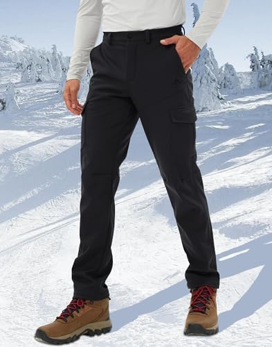 Pioneer Camp Men's Snow Ski Pants Waterproof Fleece Lined Outdoor Softshell Insulated Cargo Hiking Winter Pants Snowboard