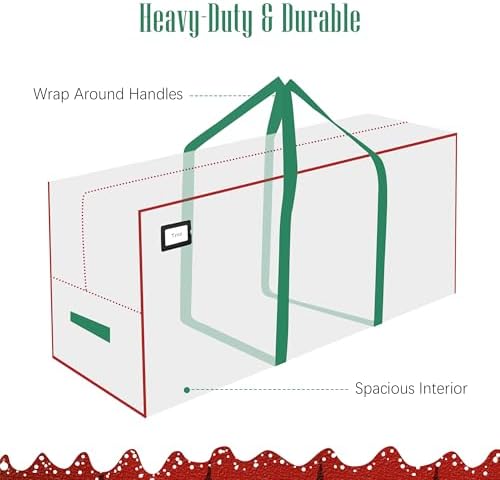 Cosy Family 7.5 ft Christmas Tree Storage Bag - Durable Heavy Duty Extra Large Artificial Xmas Holiday Tree Bag with Reinforced Handles and Dual Zippers Wide Opening - Clear