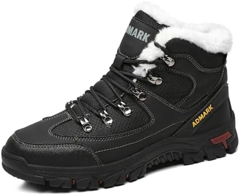 ADMARK Men's Snow Boots Ankle Short Boots Outdoor Fur Lined Winter Shoes