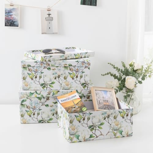 Soul & Lane - Magnolia Garden Decorative Storage Boxes with Lids, Set of 3