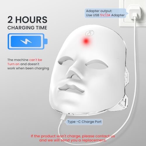 SUERBEATY Red Light Mask For Face, 7-1 Colors Red Light Face Mask, Facial Skincare At Home, Cordless, Portable and Rechargeable