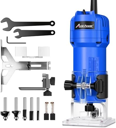 AVID POWER Compact Wood Router Tool for Woodworking 630W 5.3 Amp, Trim Bits