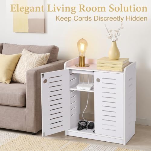 WiFi Router Storage Cabinet, Router Hider Box, Elegant White