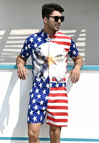 RAISEVERN Mens Romper Male Zipper Shorts Sleeve One Piece Bro Outfits
