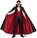 Men's Vampire Costume, Deluxe 4-Piece Dracula Outfit, for Adult Halloween Gothic Party