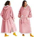 Bedsure Wearable Blanket Hoodie, Long Hooded Blanket Sweatshirt as Christmas Birthday Gifts for Women, Cozy Sherpa Hoodie for Adult, Small, Rose Pink