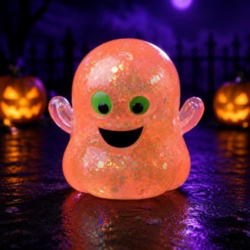 2026 Halloween Ghost Bao Glitter-Squishy Stress Balls Ghost Squishy Large Fidget Toy, Cute Ghost ebound Squeeze(Yellow)