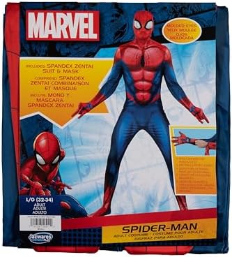 MARVEL Spider-Man Official Adult Deluxe Zentai Halloween Costume - Stretch Spandex with Hidden Zippers and Wrist Slits