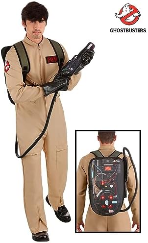 Deluxe Adult Ghostbusters Halloween Costume | Men's Ghostbusters Jumpsuit Uniform with Proton Pack & Classic Name Tags