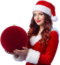 Threan 10 Inch Large Burgundy Velvet Christmas Ball Ornaments