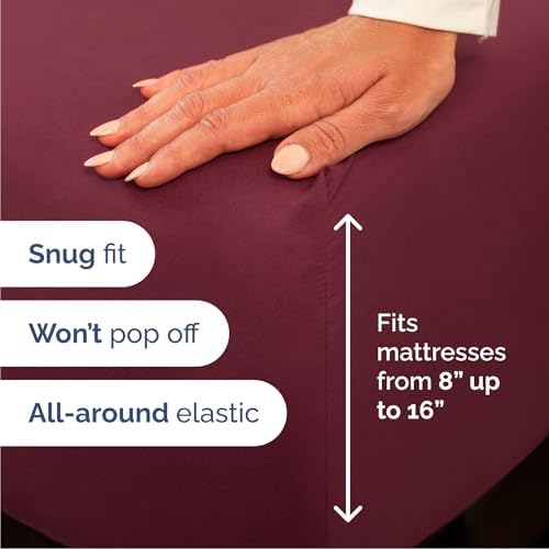Queen Size 4 Piece Sheet Set - Comfy Breathable & Cooling Sheets - Burgundy