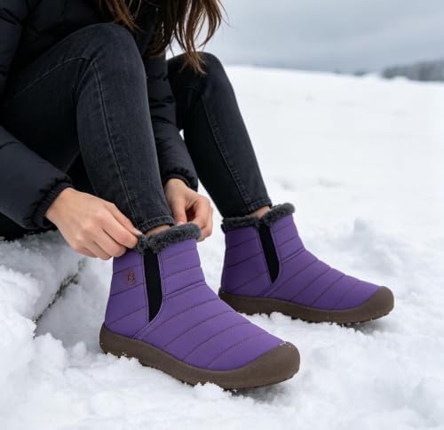 Eagsouni Womens Mens Snow Boots Winter Slip On Shoes