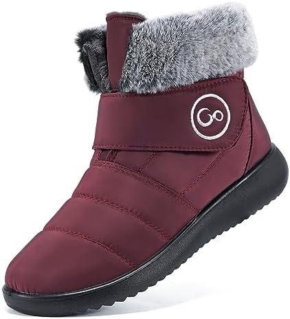 Aomigoct Women Winter Snow Boots: Fur Lined Warm Slip On Boots for Women Waterproof Booties Comfortable Outdoor