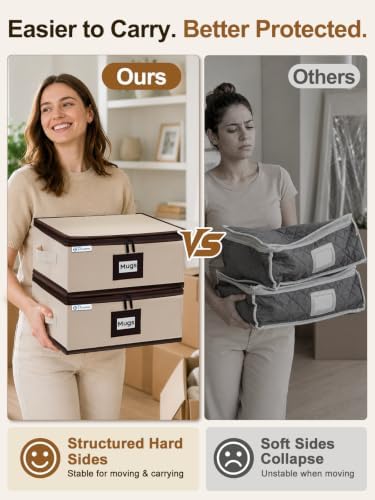 punemi Mug Storage Organizer, 2-Pack Hard Shell Boxes for Packing & Moving