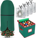 SATINIOR 6 Pcs Christmas Tree Storage Bag Set, Ornament Box, Green, 9 ft