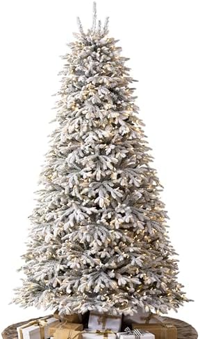 Balsam Hill BH Frosted Fraser Fir - Snow-Covered Artificial Christmas Tree with True Needle Foliage, Easy Plug Technology & Winter Magic Design, LED Clear, 7.5ft