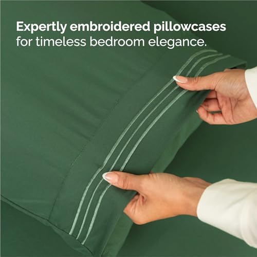 King Size 4 Piece Sheet Set - Breathable & Cooling Sheets - Emerald Green