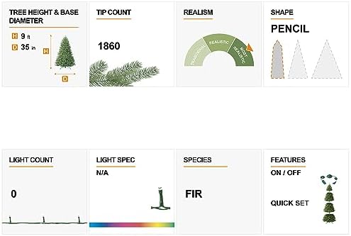 Glitzhome Pencil Tinsel Artificial Christmas Tree, 9ft Silver Christmas Tree with 1860 Branch Tips and Foldable Metal Stand for Home Office Party Decoration