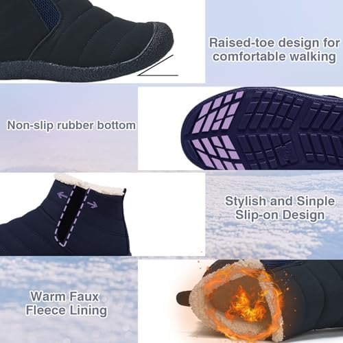 ZEENXIUYA Womens Snow Boots Comfortable Warm Fur Lined Winter Waterproof Flat Lace-Up Ankle Boots Outdoor Winter Booties