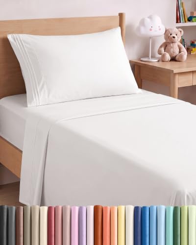 Twin XL 3 Piece Sheet Set - College Dorm Room Essentials - Antique White