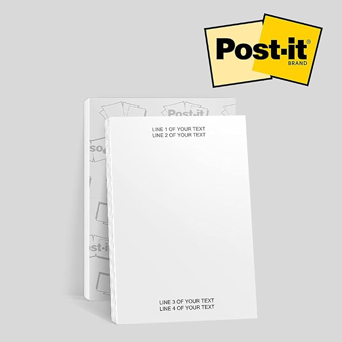 Custom 4x6 Post-it Notes® – Personalized Text Sticky Notes, 6 Pads x 50 Sheets (300 Total), Genuine 3M Paper, Made in USA for Business, Office & Personal Use