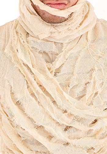 Men's Mummy Halloween Costume | Adult Classic Horror Theme with Bodysuit with Attached Head Wrap and Bandage Strip