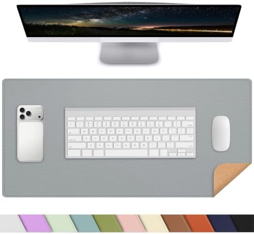 AFIING Cork Desk Mat, Dark Grey, 35.4" x 17",Desk pad Protector