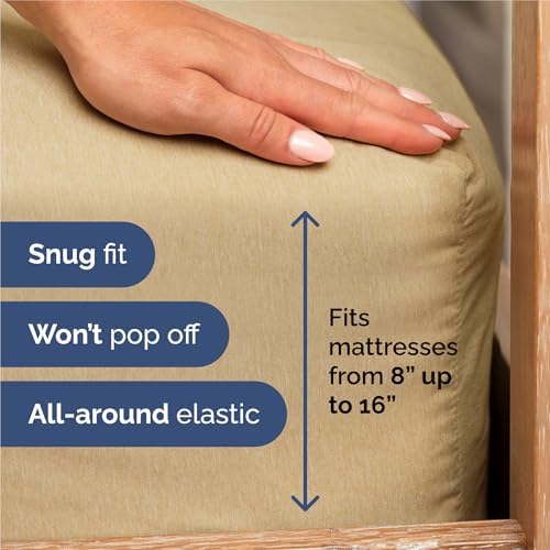 Split King Size 5 Piece Sheet Set - Breathable & Cooling - Heathered Tan