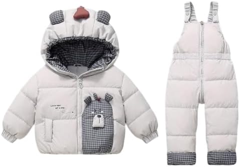 Girls Boys Bib Snow Pants and Ski Jacket Water-Resistant Insulated Snowsuit
