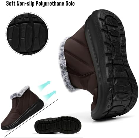 SHIBEVER Winter Snow Boots for Women: Slip On Ankle Fur Lined Warm Boot