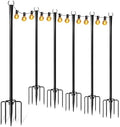 6 Pack String Light Poles for Outside, Adjustable Metal Patio Light Poles