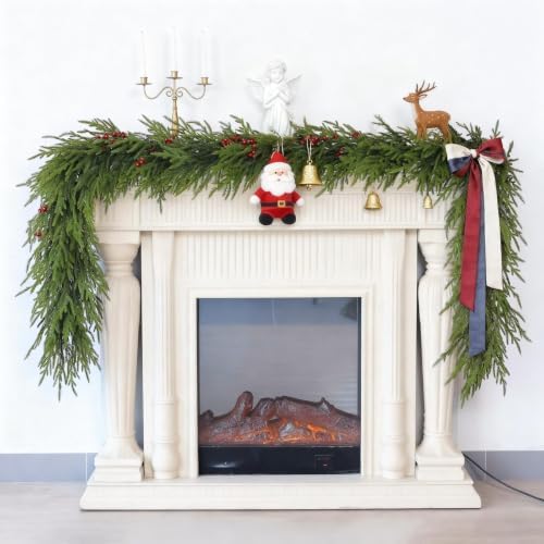 Artificial Christmas Garland, Faux Norfolk Pine for Mantle Decor (5FT 2PCS)