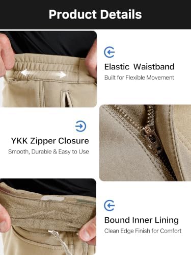 FREE SOLDIER Men's Outdoor Softshell Snow Ski Pants