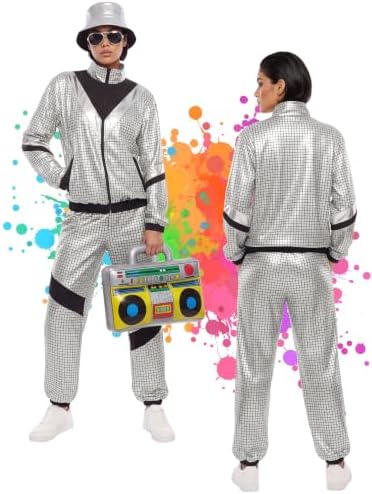 SOMSOC 80s 90s Hip-Hop Tracksuit Costume Set for Men Halloween Party