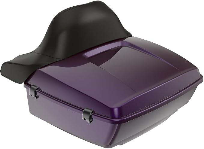 Advanblack Road Glide Tour Trunk Pack Hard Candy Mystic Purple Flake King Tour Trunk Pack Luggage +Wrap-Around Backrest Pad for '97-'25 Harley Touring Road King Street Glide Electra Glide CVO models