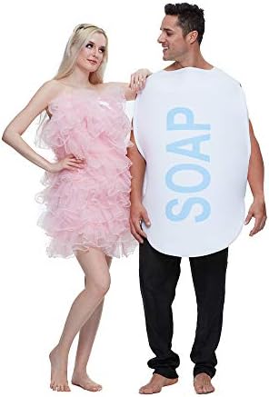 EraSpooky Couples Soap and Loofah Costume Adult Funny Halloween Party Couple Costumes Set