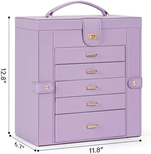 AKOZLIN 6-Tier Jewelry Box Organizer 5 Drawers Storage Extra Large Violet