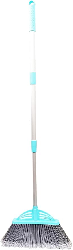 Mini Broom and Dustpan and Telescopic Rod Long Handle Broom, Camping Cleaning Tools, Light Blue