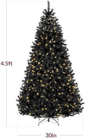 Best Choice Products 4.5ft Black Christmas Tree Pre-Lit w/Twinkling Lights Artificial Pine Tree Premium Holiday Decoration 175 Warm White Lights, 362 Branch Tips Metal Stand