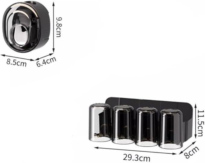 Toothbrush Rack Toothbrush Rack Free Punching Mouthwash Cup Toothbrush Cup Hanging Wall Bathroom Wall-Mounted Shelf Family Set Bathroom Toothbrush Holder(Four Persons)