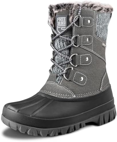 FREE SOLDIER Women's Waterproof Winter Cold Weather Snow Boots for Women Outdoor Fashion Duck Boots Comfortable Insulated