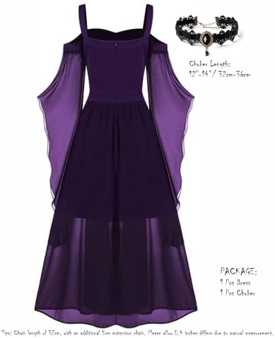 CHARMMA Women's Plus Size Butterfly Sleeve Gothic Halloween Dress